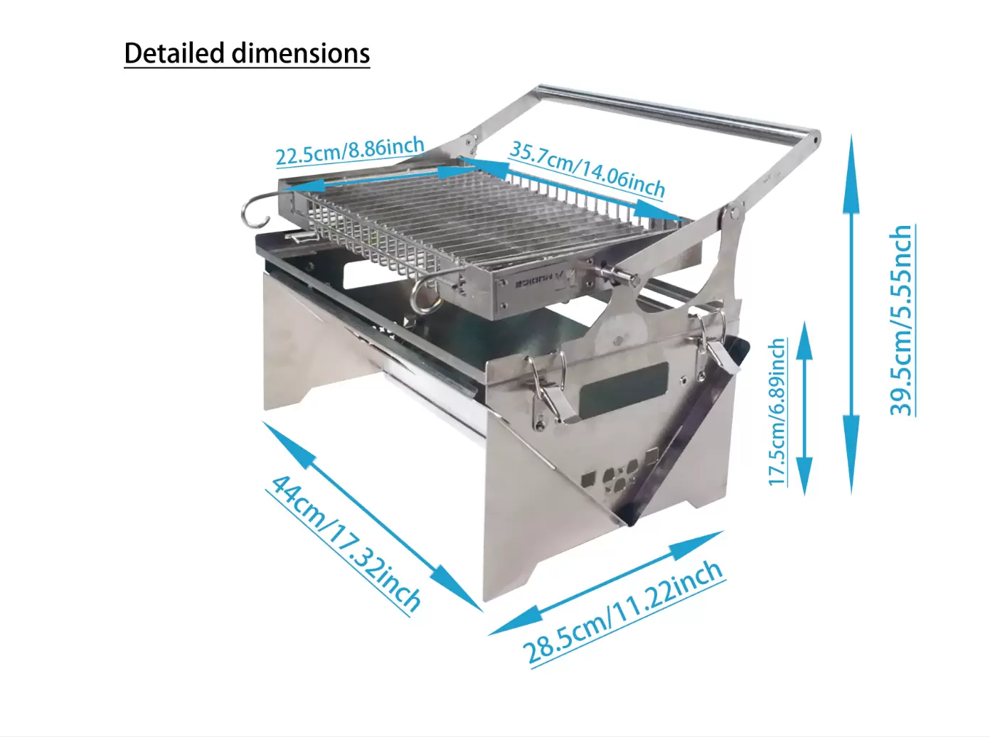 Extremely rotating folding charcoal grill
