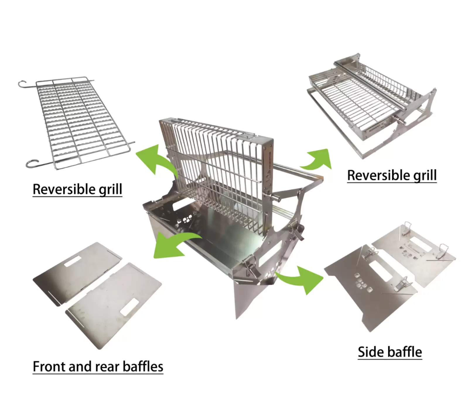 Extremely rotating folding charcoal grill
