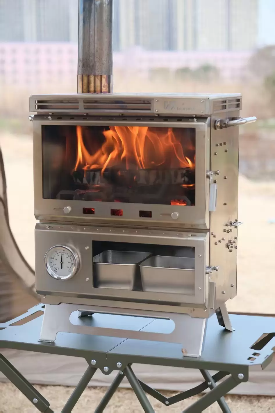 Multi-functional all-in-one camping stove oven