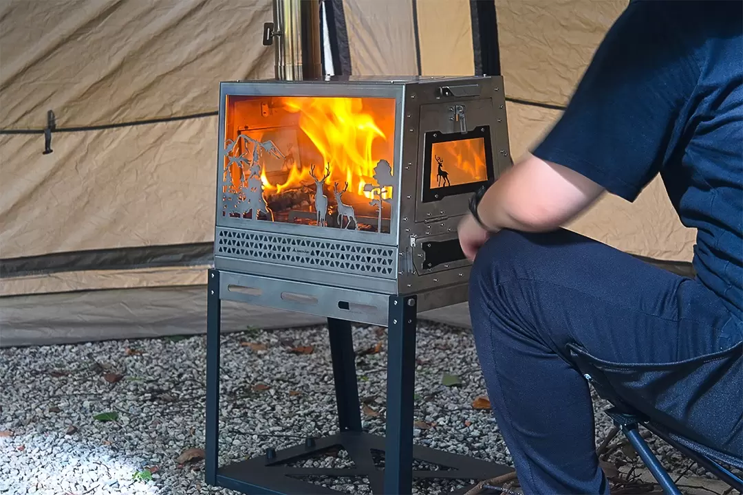 Trapezoidal stainless steel tent stove