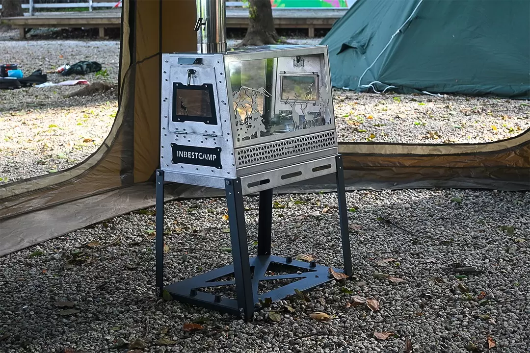 Trapezoidal stainless steel tent stove