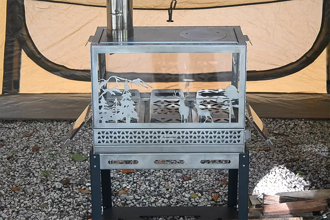 Trapezoidal stainless steel tent stove