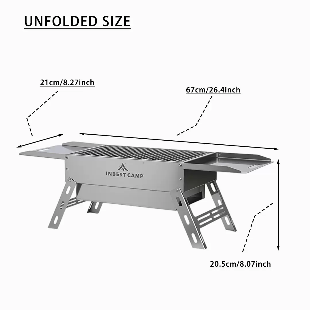 Folding Handle Stainless Steel Charcoal Barbecue Stove