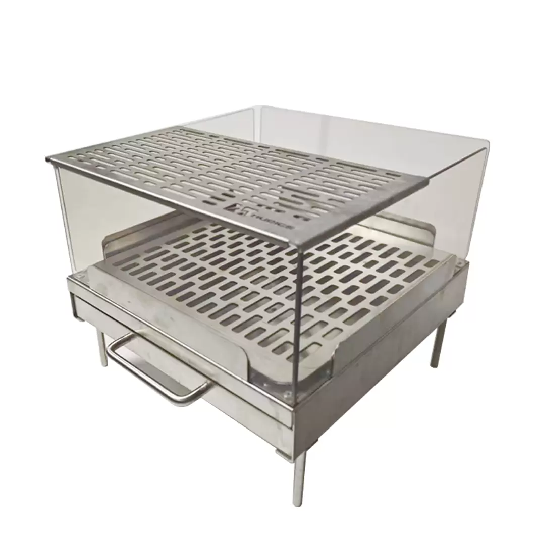 Folding four sided glass fire pit