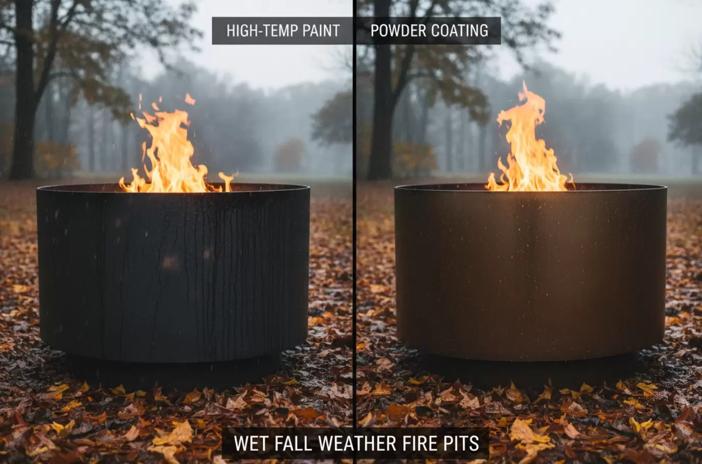 High-Temp Paint vs. Powder Coating for Wet Fall Weather Fire Pits