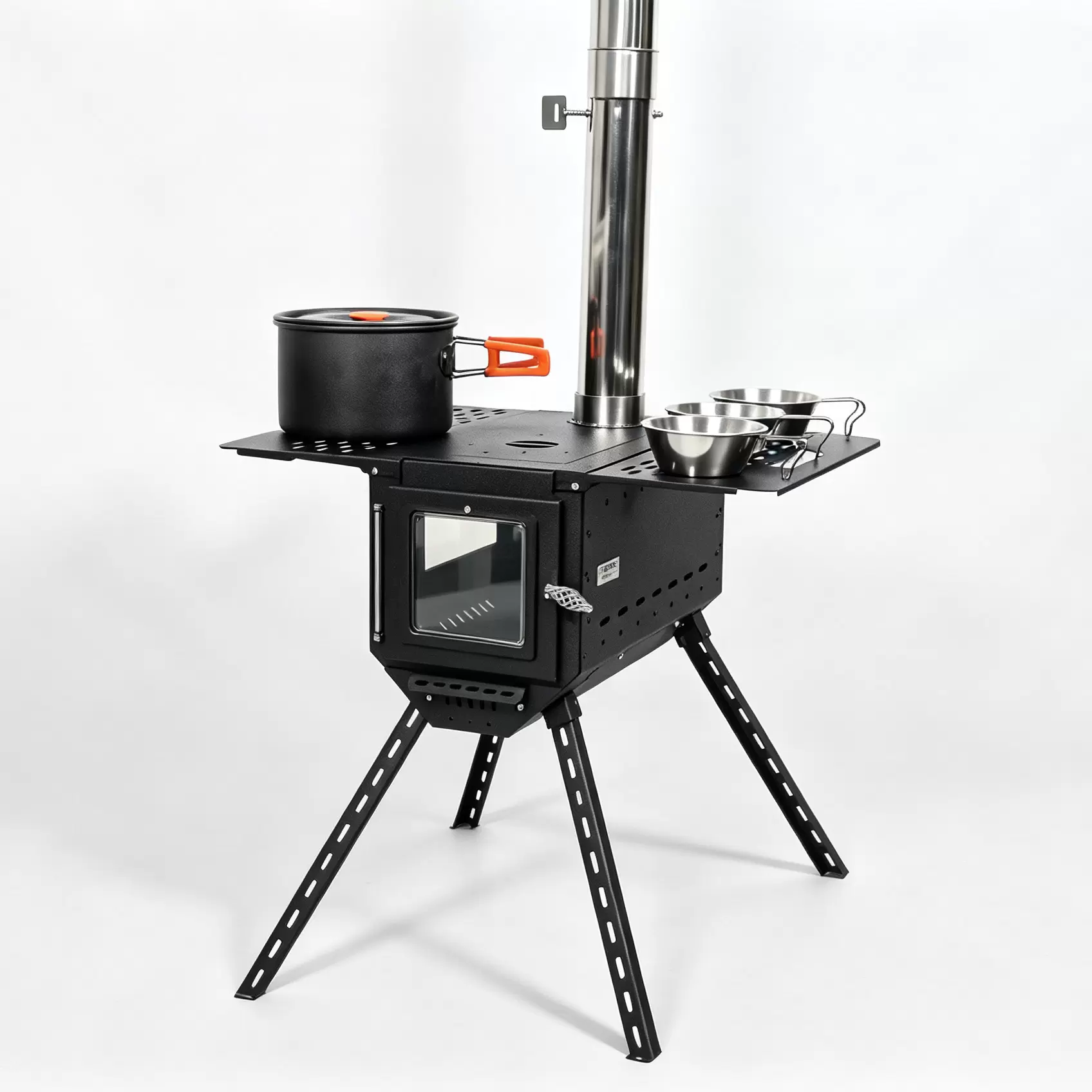 INBESTCAMP Compact Tabletop Tent Wood Stove with Dual Glass Windows | Portable Hot Tent Heating & Cooking Stove (OEM/ODM Factory Direct)